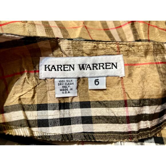 Vintage Karen Warren Raw Silk Gold Plaid Check Pants – Size 6
Made in USA - Picture 3 of 5
